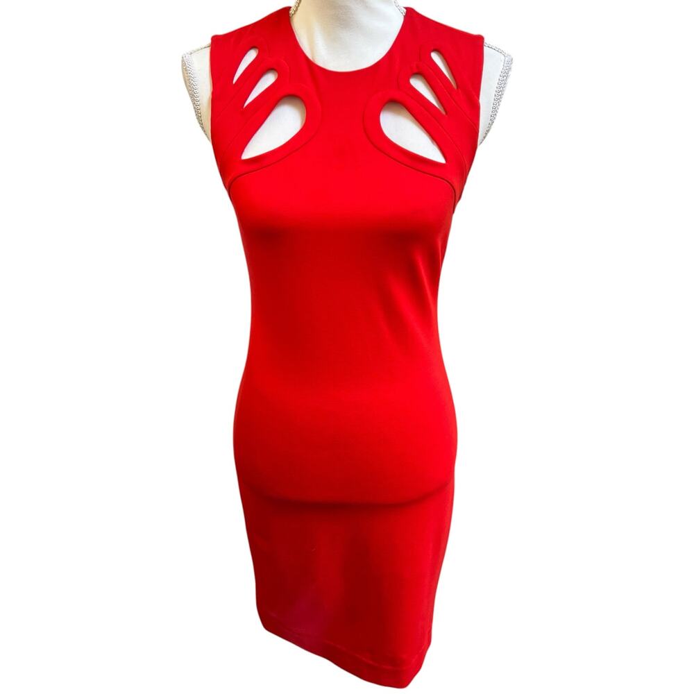 Diane von Furstenberg Red Cutout Sleeveless Bodycon Dress Size 0 Stretchy